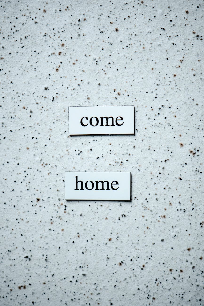 black text on white and black wall